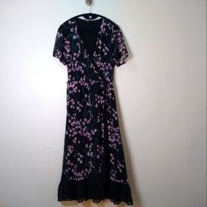 Paige Bisou Black Silk Floral Dress, size XS